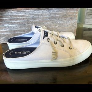 White Sperry Canvas Slip one